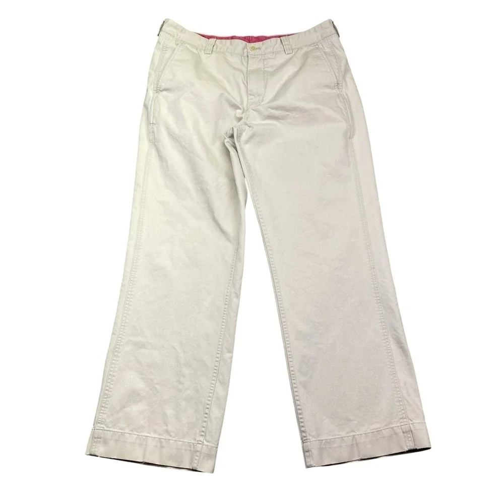 Vineyard Vines Mens Breaker Pants Khaki Tan Straight Leg Chino Sz 34 Preppy